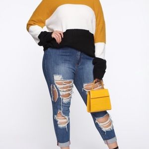 Fashion Nova Mid Rise Distressed Jeans - PLUS SIZE